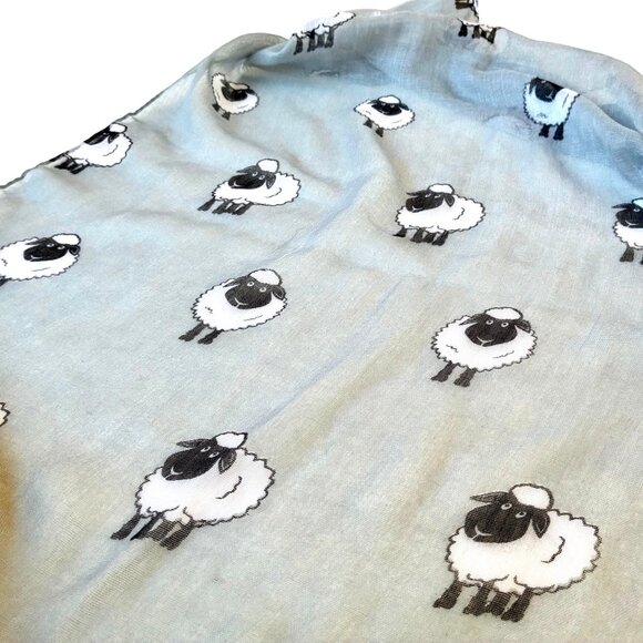 Extra Large Lightweight Viscose Gray Scarf SHEEP 45" x. 69" - Picture 7 of 13